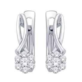 10K White Gold 1/3 Ct.Tw. Diamond Flower Huggies Earring