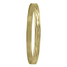 10K Yellow Gold 6mm Laser Cut Design Flat Bangle