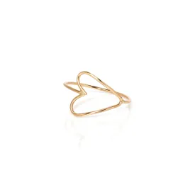 14k Gold Sideways Open Heart Ring