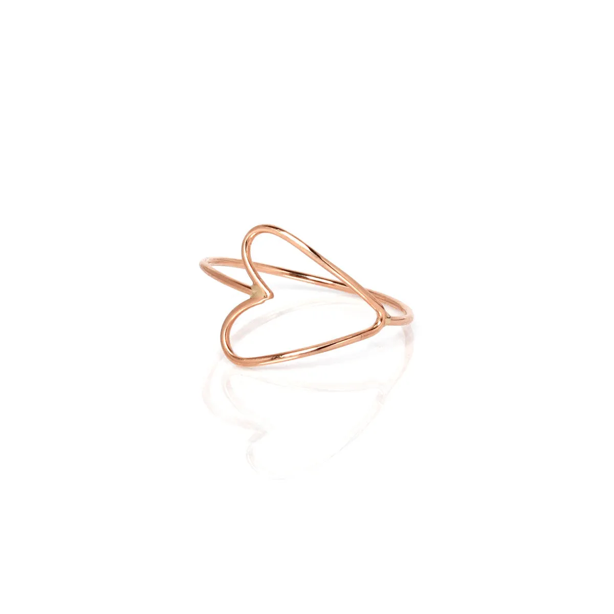 14k Gold Sideways Open Heart Ring