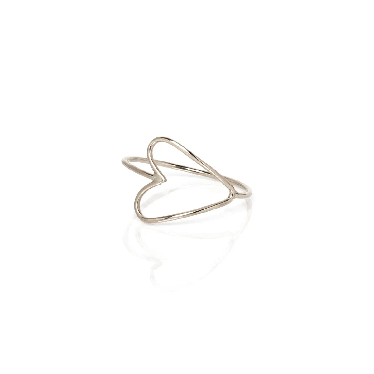 14k Gold Sideways Open Heart Ring