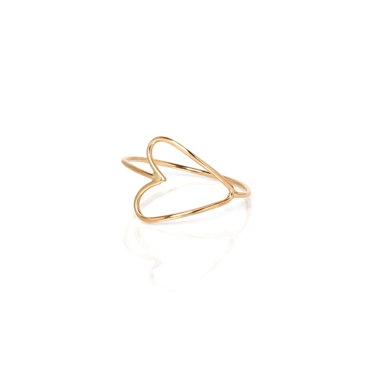 14k Gold Sideways Open Heart Ring