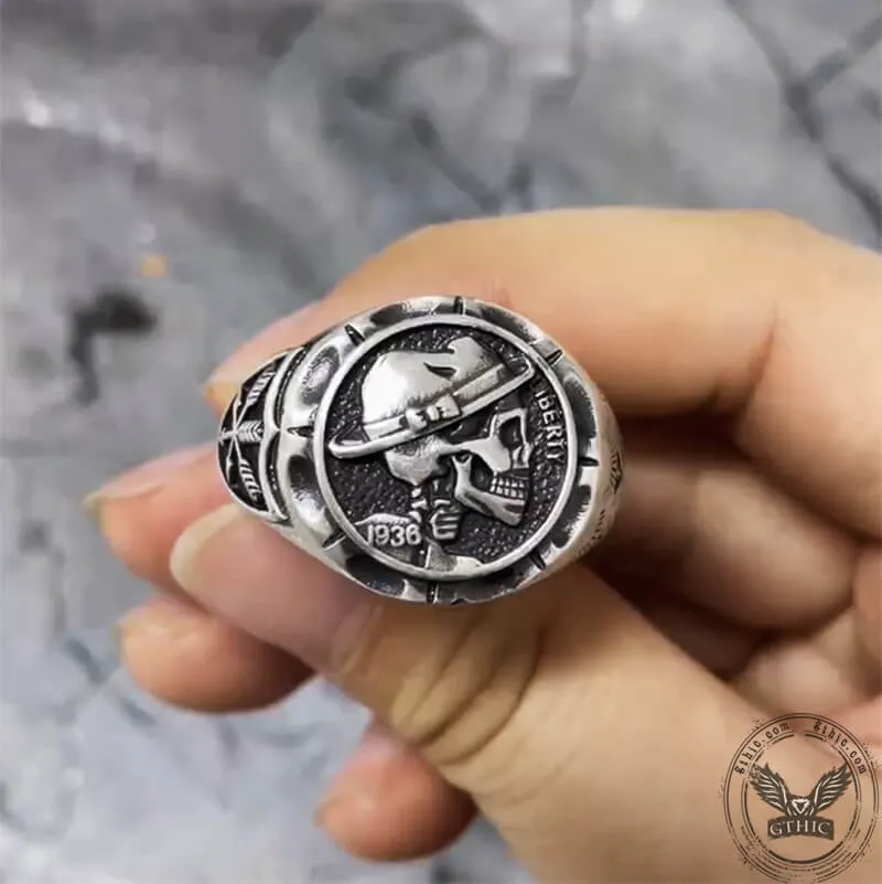 1936 Hobo Nickels Liberty Sterling Silver Skull Ring