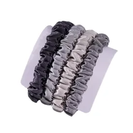 4 Pack Mini Silk Hair Ties - Grey - dropshipping