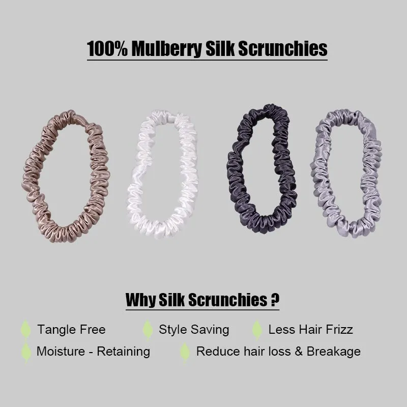 4 Pack Mini Silk Hair Ties - Neutral - dropshipping