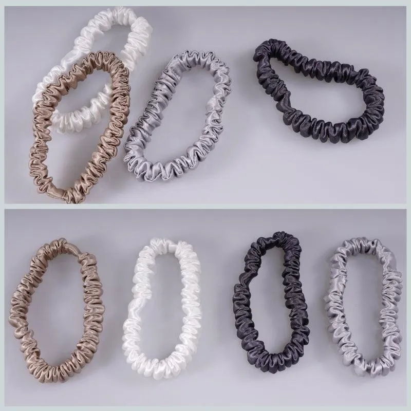 4 Pack Mini Silk Hair Ties - Neutral - dropshipping