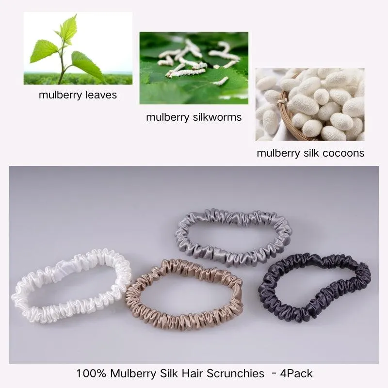 4 Pack Mini Silk Hair Ties - Neutral - dropshipping
