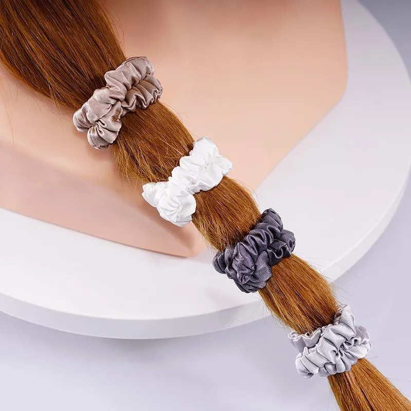 4 Pack Mini Silk Hair Ties - Neutral - dropshipping
