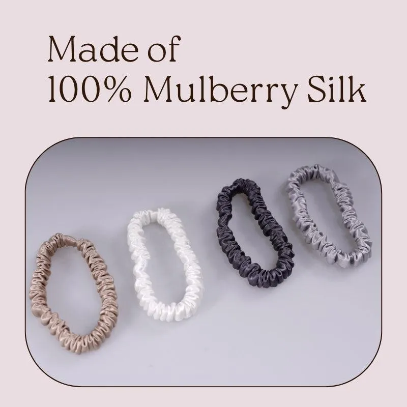 4 Pack Mini Silk Hair Ties - Neutral - dropshipping