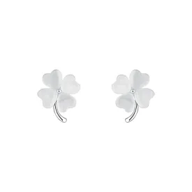 925 Silver Cat's Eye Four Leaf Clover Earrings
