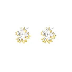 925 Silver Contrast Color Irregular Metal Flower Earrings