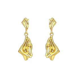 925 Silver Irregular Flowing Wrinkled Texture Earrings
