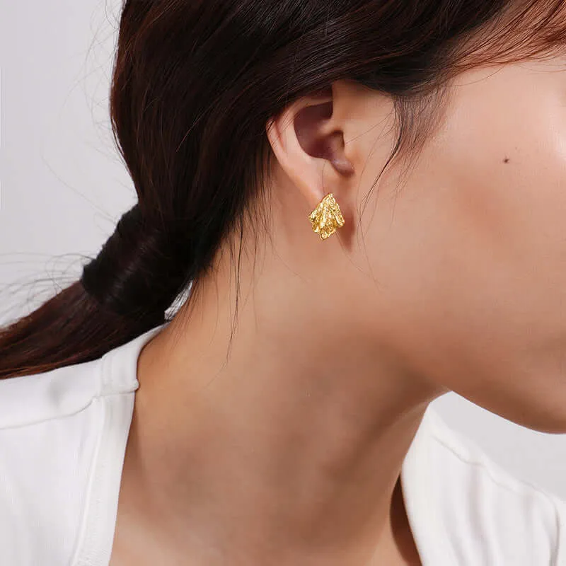 925 Silver Wrinkled Texture Lava Stud Earrings