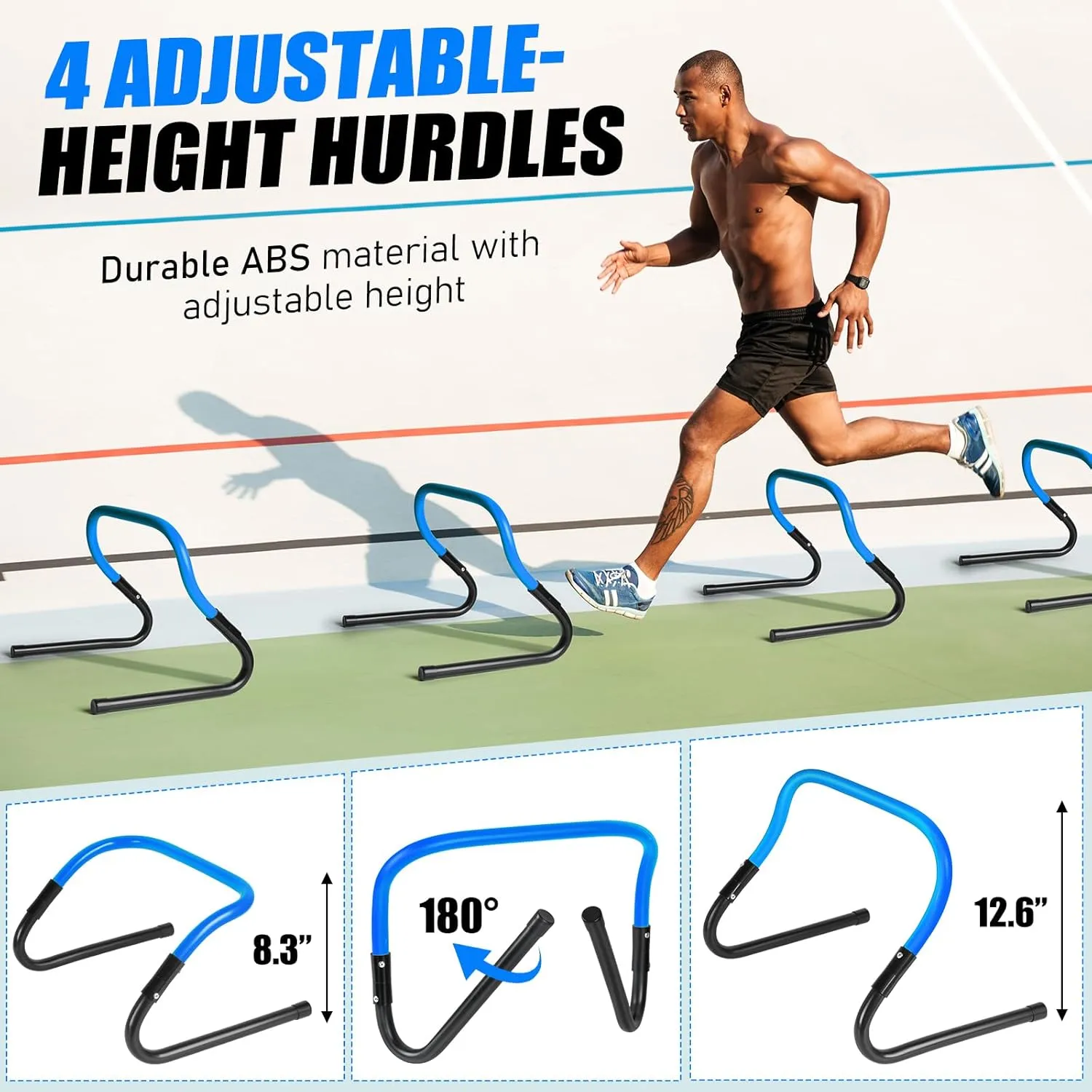 Agility Speed Training Equipment Set - 20ft Speed Ladder, 12 Cones, 4 Adjustable Hurdles, Jump Rope, Parachute | Ideal for Basketball, Football, Soccer, for Kids, Youth, Adults