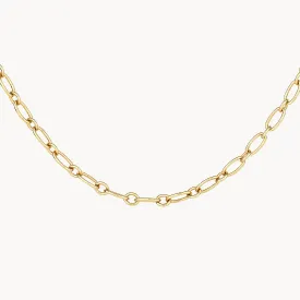 Alternating Paperclip Chain Necklace in Gold