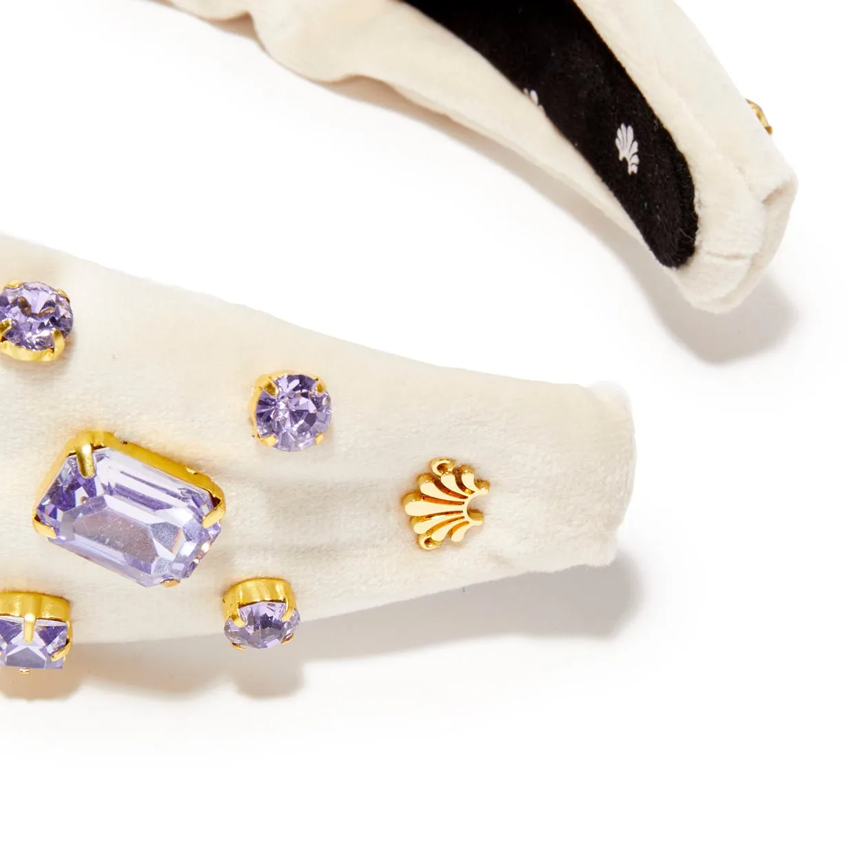 AMETHYST SPARKLE RECTANGLE CRYSTAL VELVET KNOTTED HEADBAND