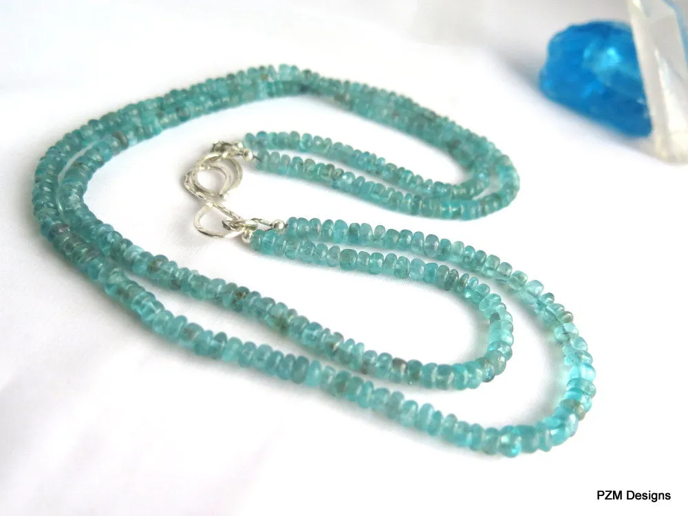 Apatite Double Strand Necklace, Blue Apatite and Silver Necklace