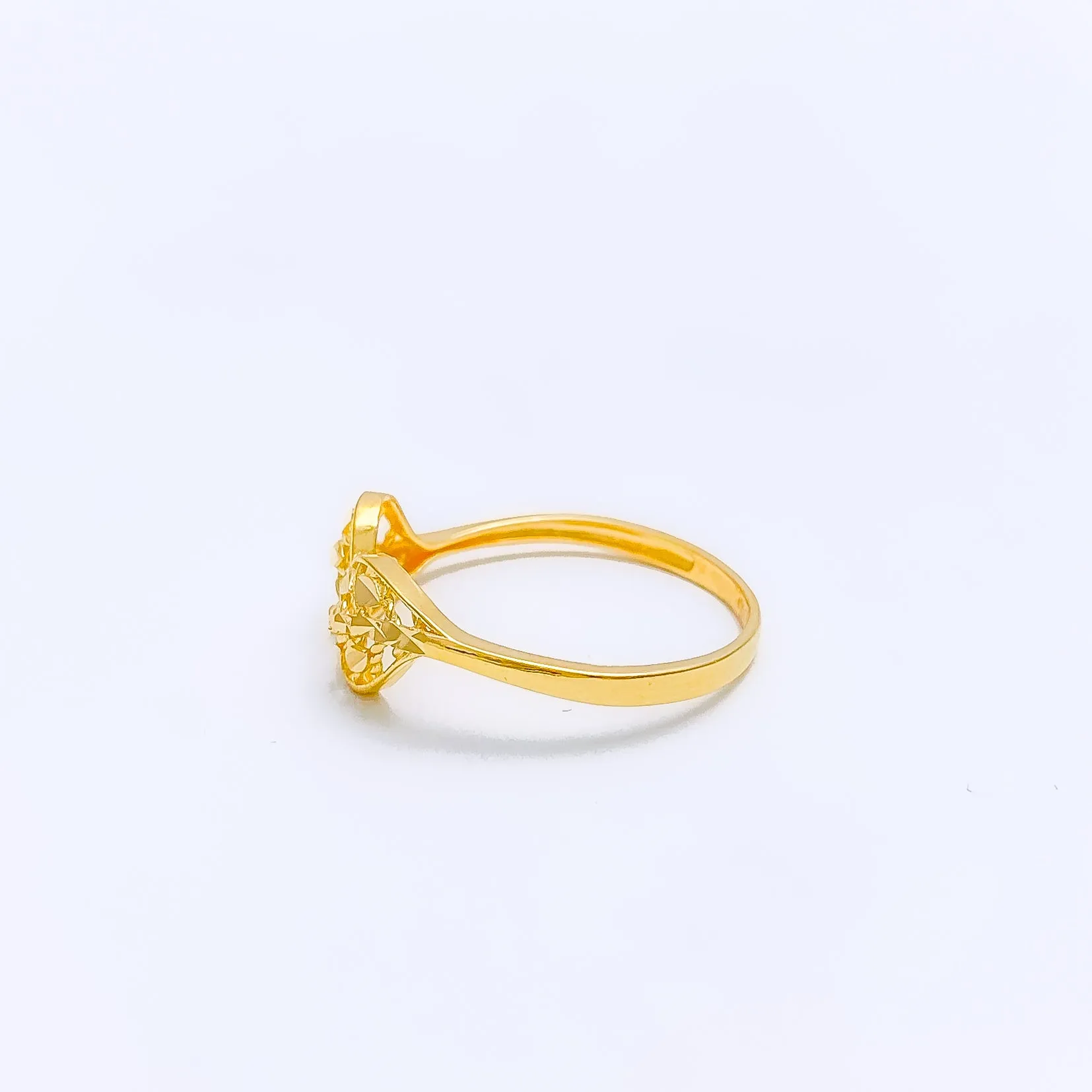 Asymmetrical Leaf Accented Ring