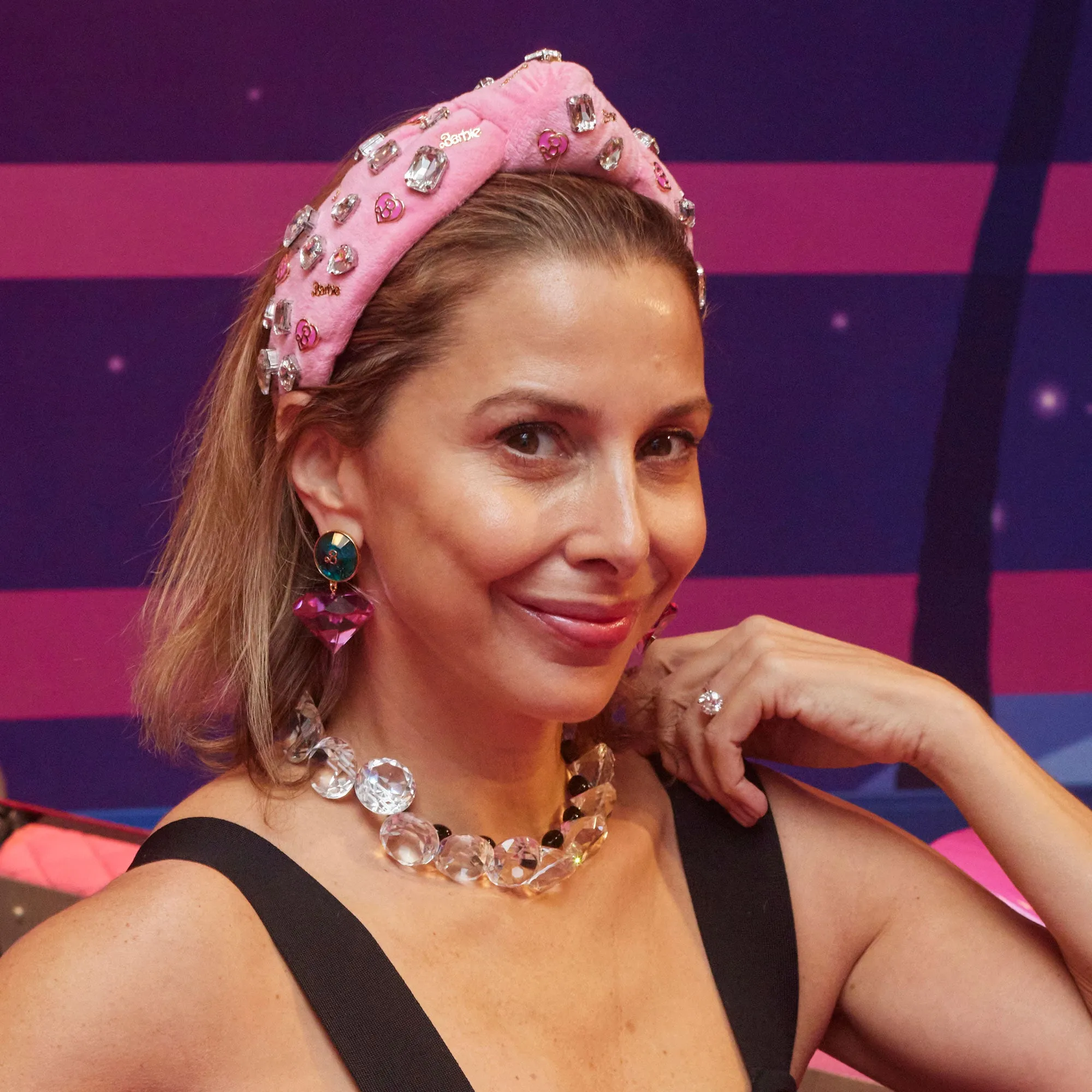 BARBIE™ X LELE SADOUGHI LIPSTICK PINK CHARMS KNOTTED HEADBAND