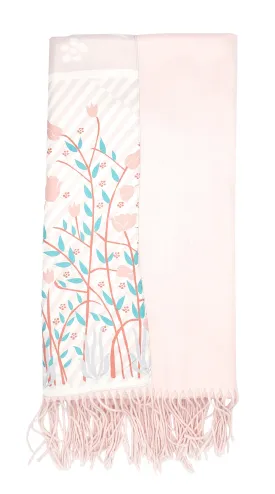 Biainili Pink Tulip Long Cashmere Backed Stole