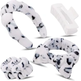 Canitor Sponge Spa Headband Wrist Band with Hair Clips Skincare Headband for Washing Face Puffy Terry Cloth Makeup Headband Cute Preppy Skin Care Teen Girl Gifts Trendy Stuff
