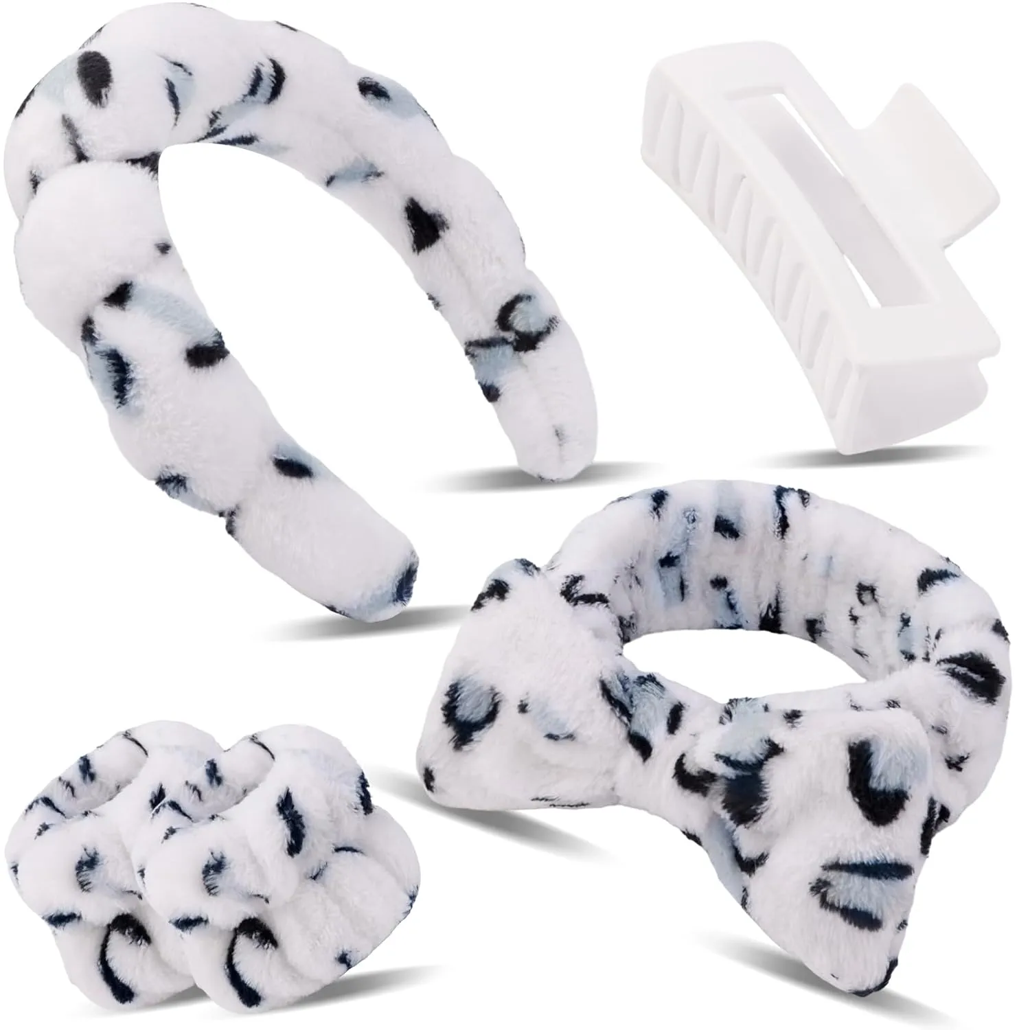 Canitor Sponge Spa Headband Wrist Band with Hair Clips Skincare Headband for Washing Face Puffy Terry Cloth Makeup Headband Cute Preppy Skin Care Teen Girl Gifts Trendy Stuff