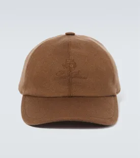 Cashmere hat with Loro Piana logo, brown