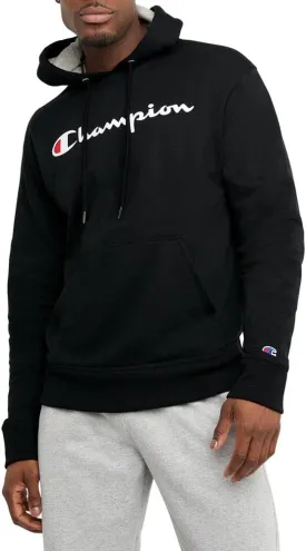 Champion Men's Powerblend Fleece Hoodie, Hooded Sweatshirt For Men, Script (Reg. or Big & Tall)