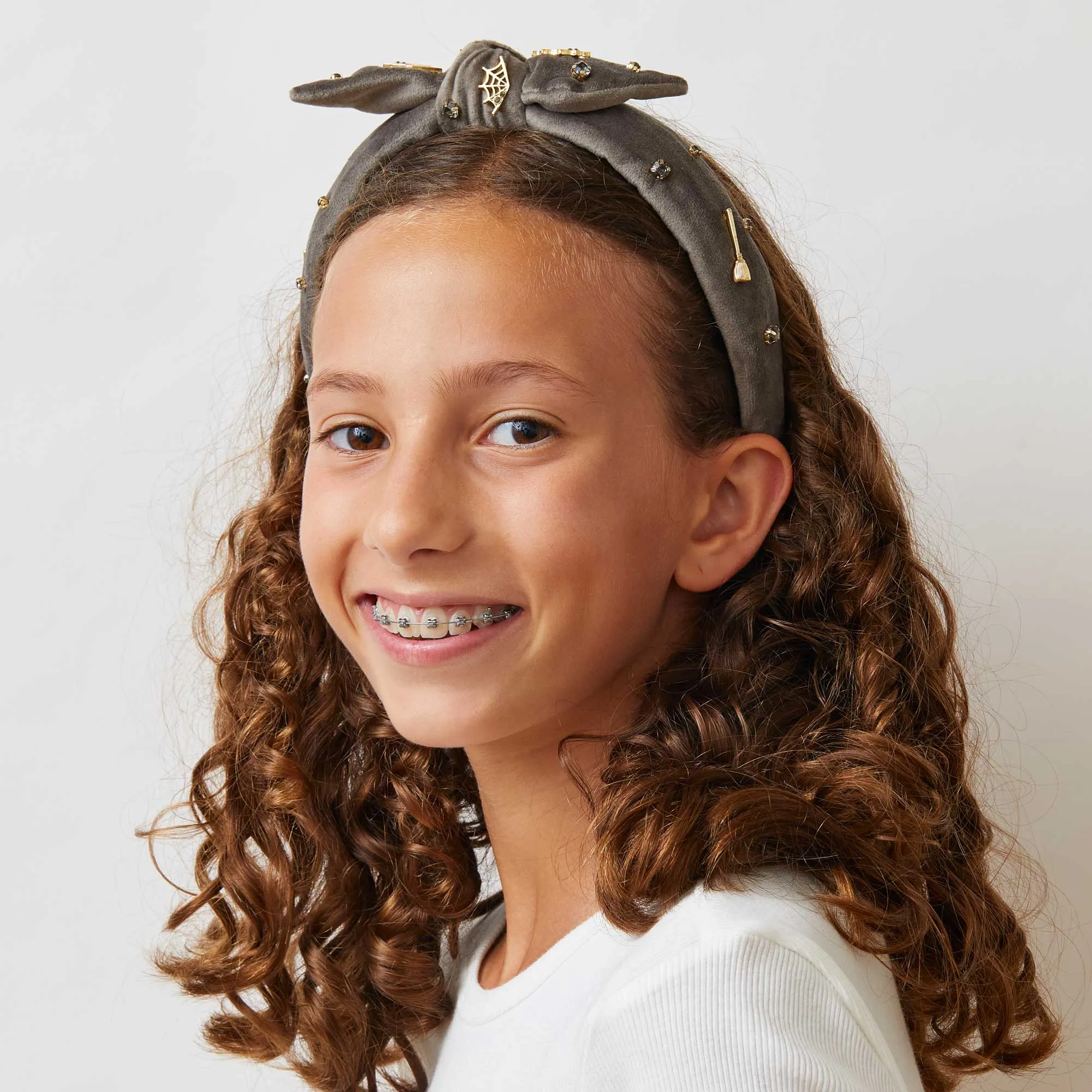 CHARCOAL KIDS SPOOKY EMBELLISHED BOW-TIE HEADBAND