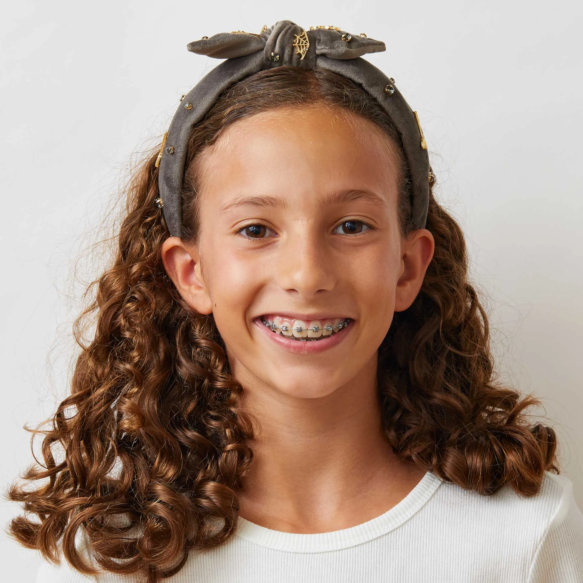 CHARCOAL KIDS SPOOKY EMBELLISHED BOW-TIE HEADBAND