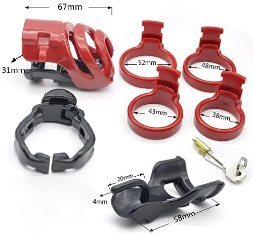 Chastity with 7 Rings - Plastic (Red/Black)