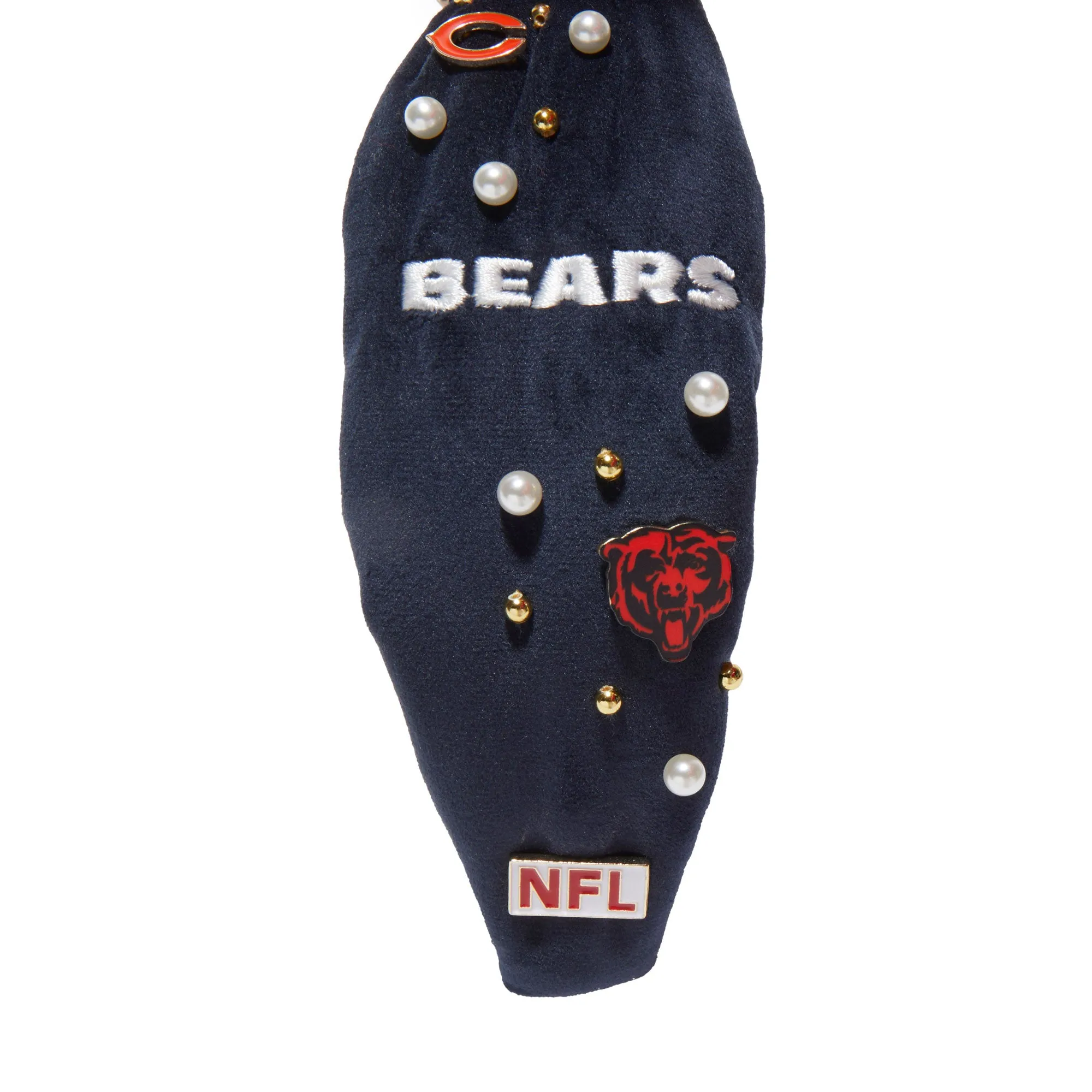 CHICAGO BEARS LELE SADOUGHI X NFL NAVY EMBELLISHED KNOTTED HEADBAND