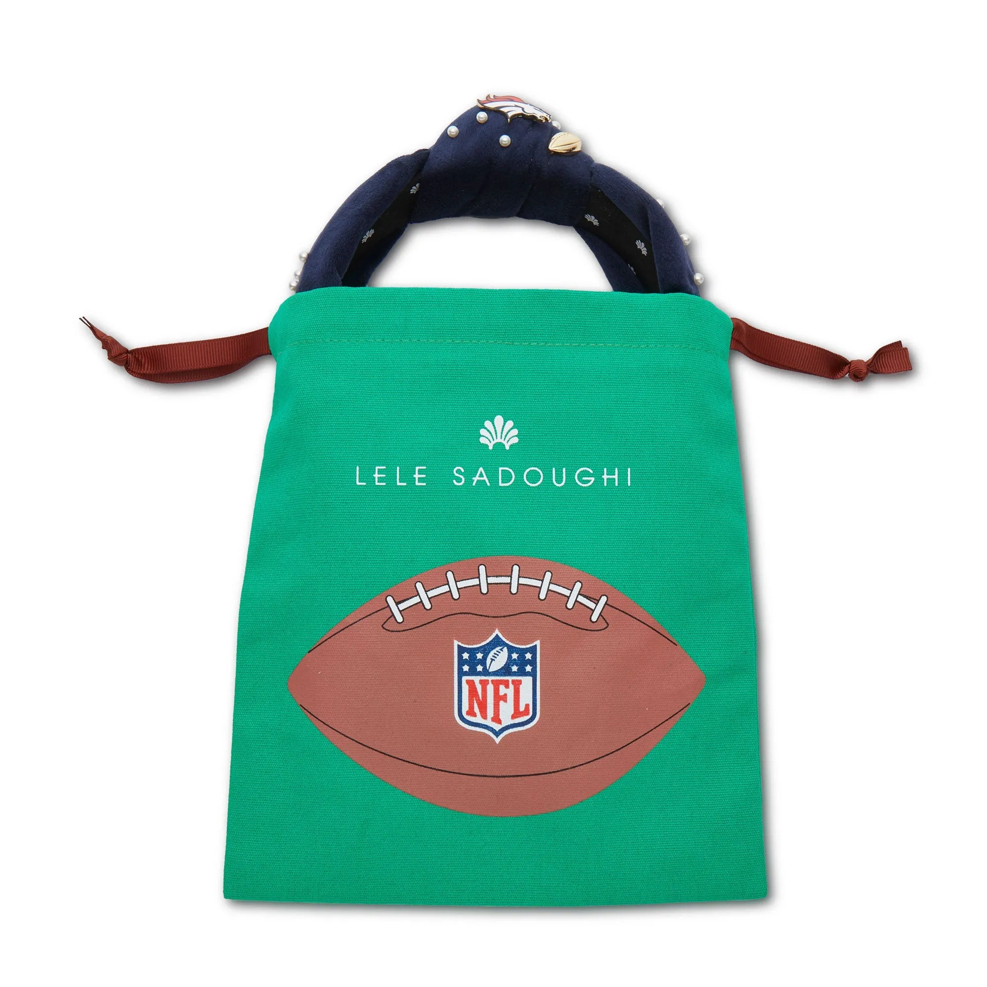 CHICAGO BEARS LELE SADOUGHI X NFL NAVY EMBELLISHED KNOTTED HEADBAND