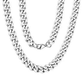 Classy Men 8mm Silver Curb Chain Necklace