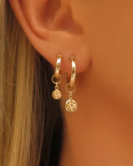 Cognac CZ Thick Hoop Earrings  - 14k Yellow Gold Fill