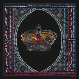 Crowns Black Silk Satin Scarf