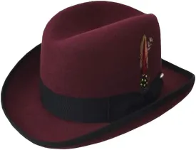 Deluxe Homburg Fedora in Bordeaux with Black Band (2X-Large = 25")
