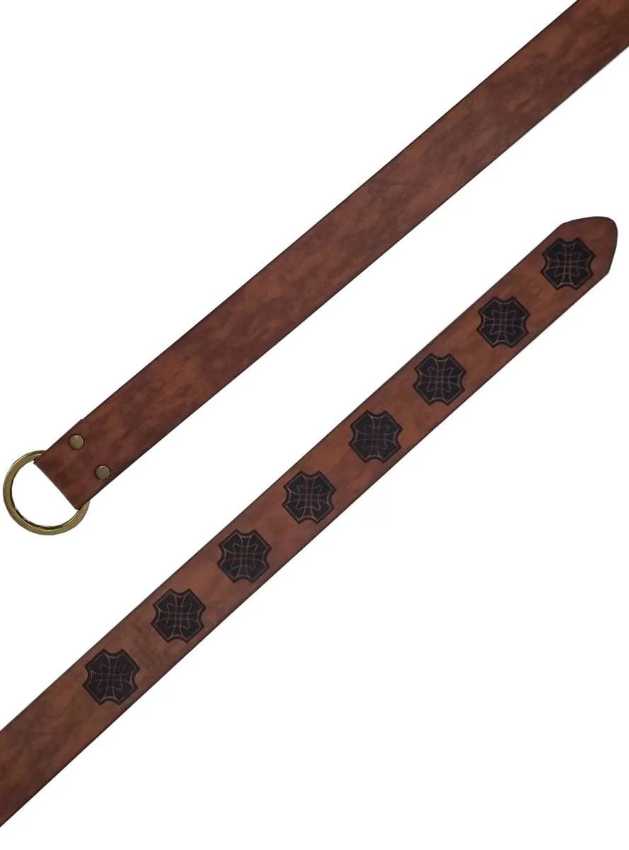 Deluxe Long Brown Leather Look Celtic Costume Belt