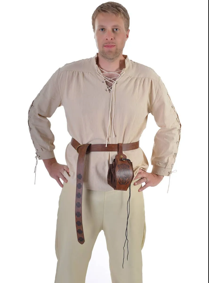 Deluxe Long Brown Leather Look Celtic Costume Belt