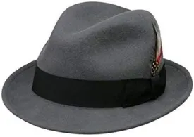 Deluxe Pinchfront Fedora Hat in Steel Grey with Black Band
