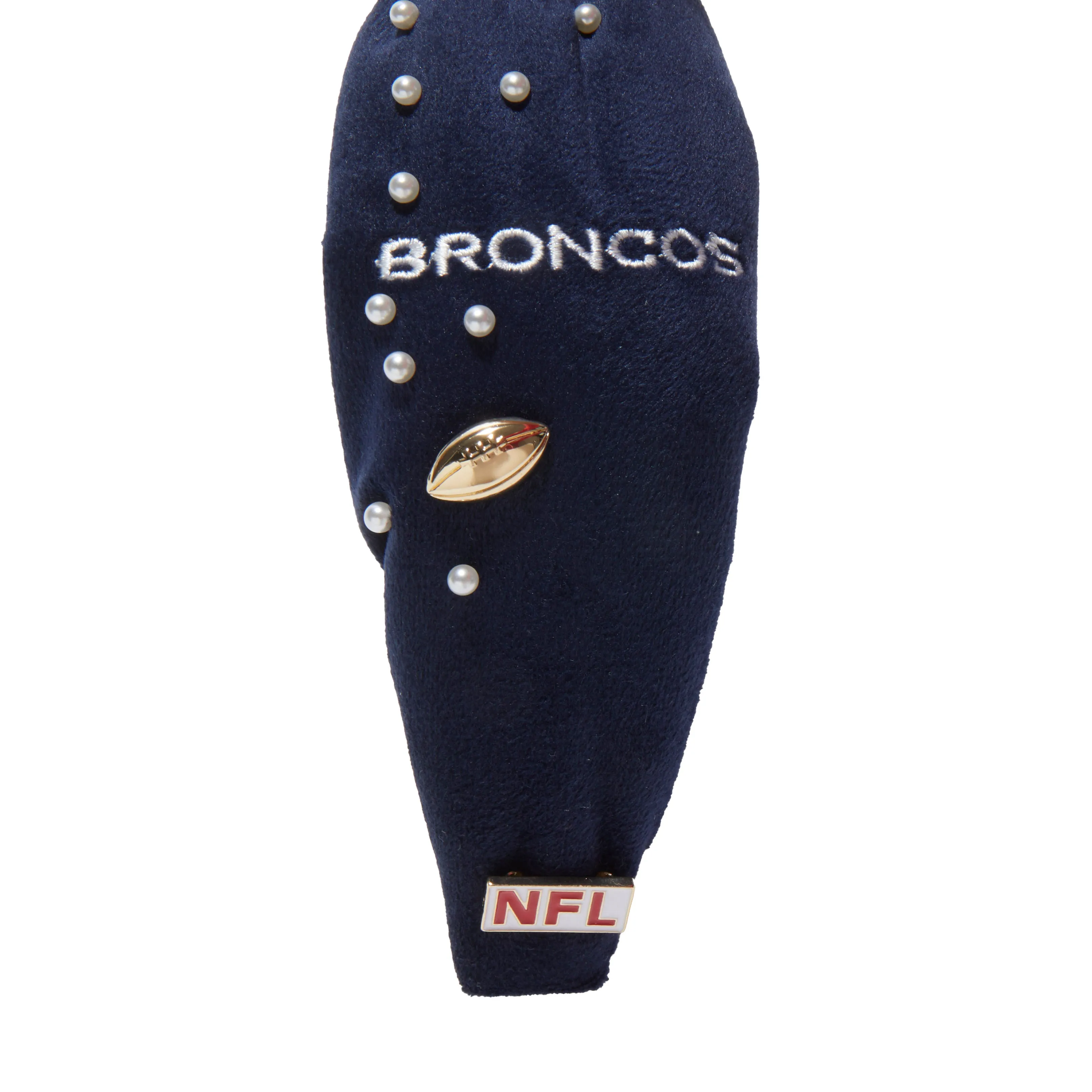 DENVER BRONCOS LELE SADOUGHI X NFL NAVY EMBELLISHED KNOTTED HEADBAND