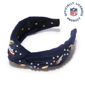 DENVER BRONCOS LELE SADOUGHI X NFL NAVY EMBELLISHED KNOTTED HEADBAND