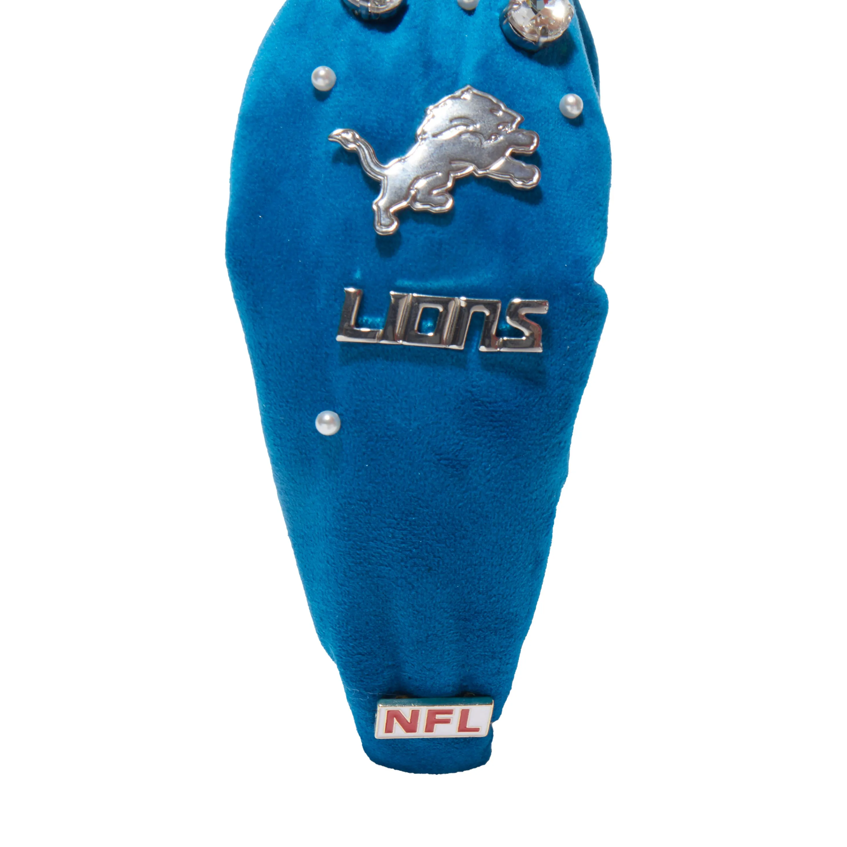 DETROIT LIONS LELE SADOUGHI X NFL BLUE EMBELLISHED KNOTTED HEADBAND