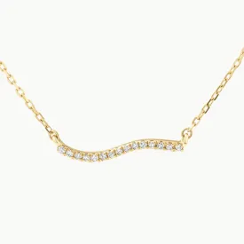 Diamond Fine Wave Necklace in 10k Gold