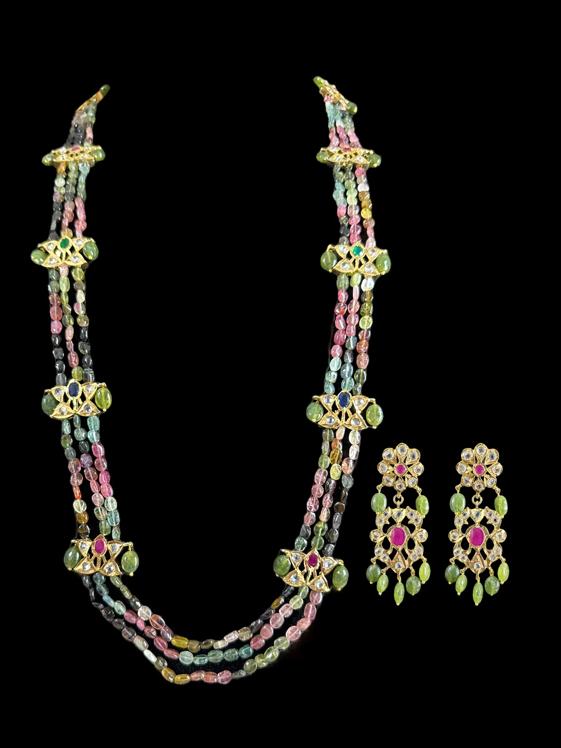 DLN62 Tourmaline beads Rani haar with earrings ( READY TO SHIP )