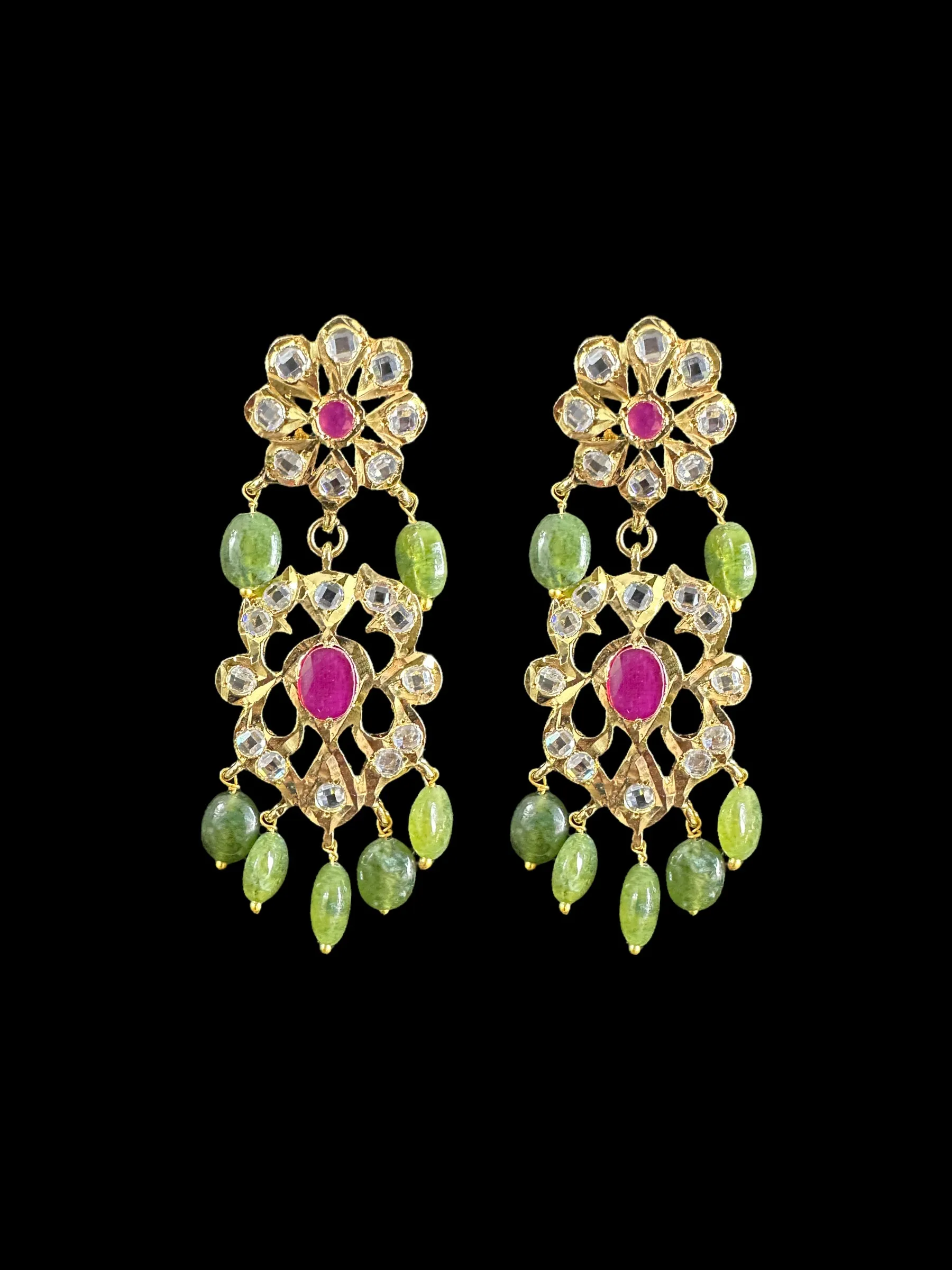 DLN62 Tourmaline beads Rani haar with earrings ( READY TO SHIP )