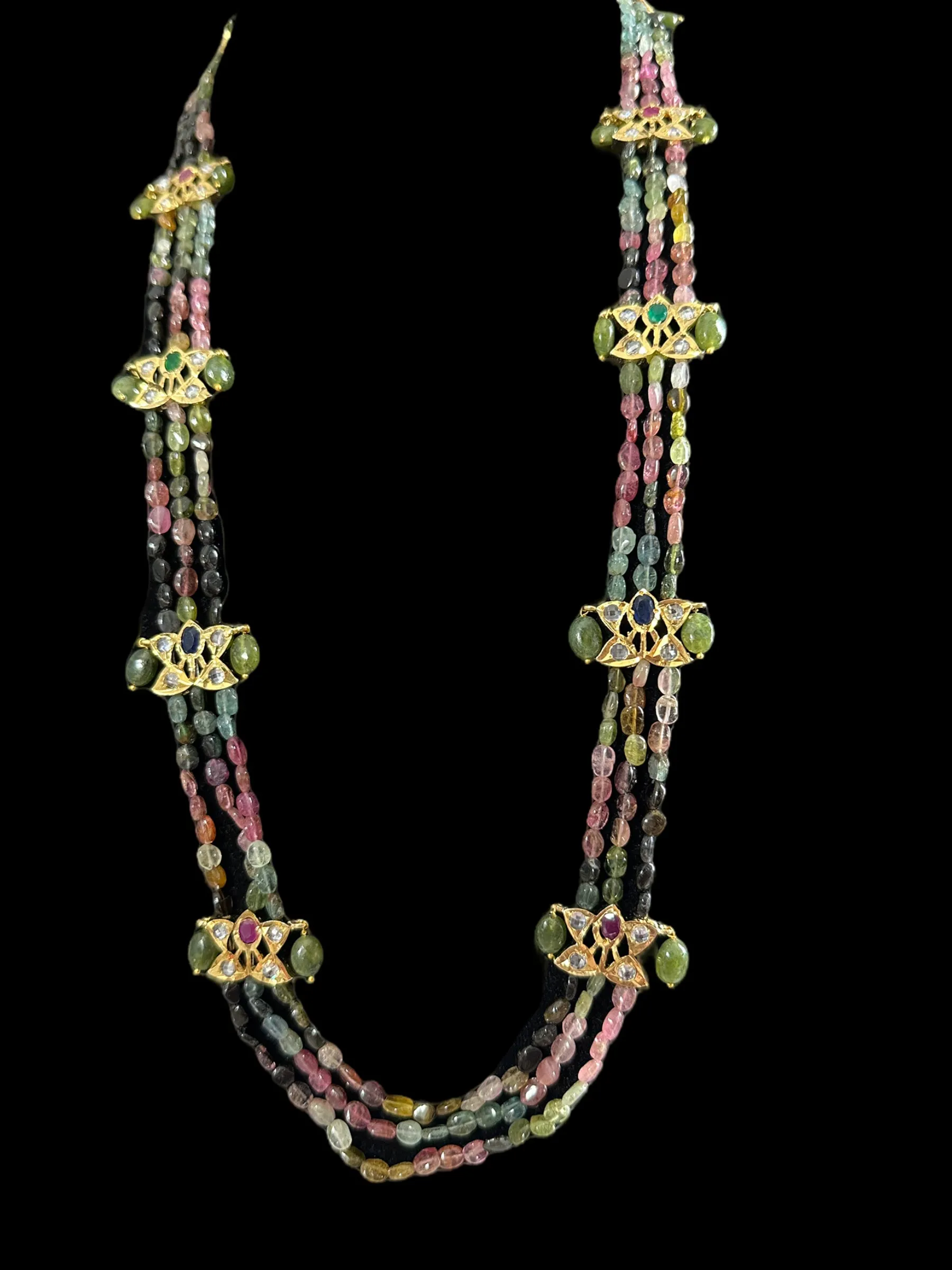 DLN62 Tourmaline beads Rani haar with earrings ( READY TO SHIP )