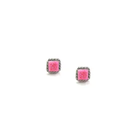 Double Twist Square Studs - Pink