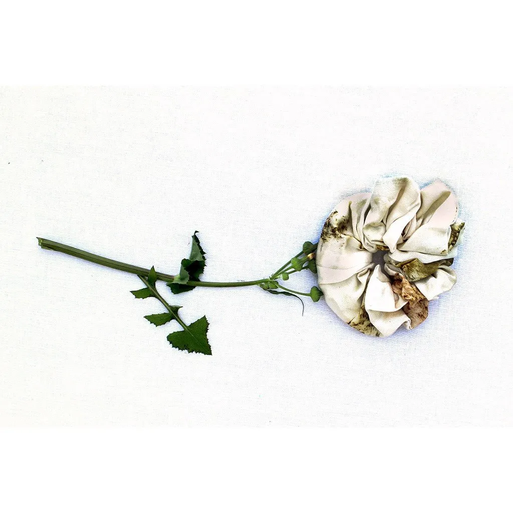 Eco-Printed Mashru Silk Hair Scrunchie