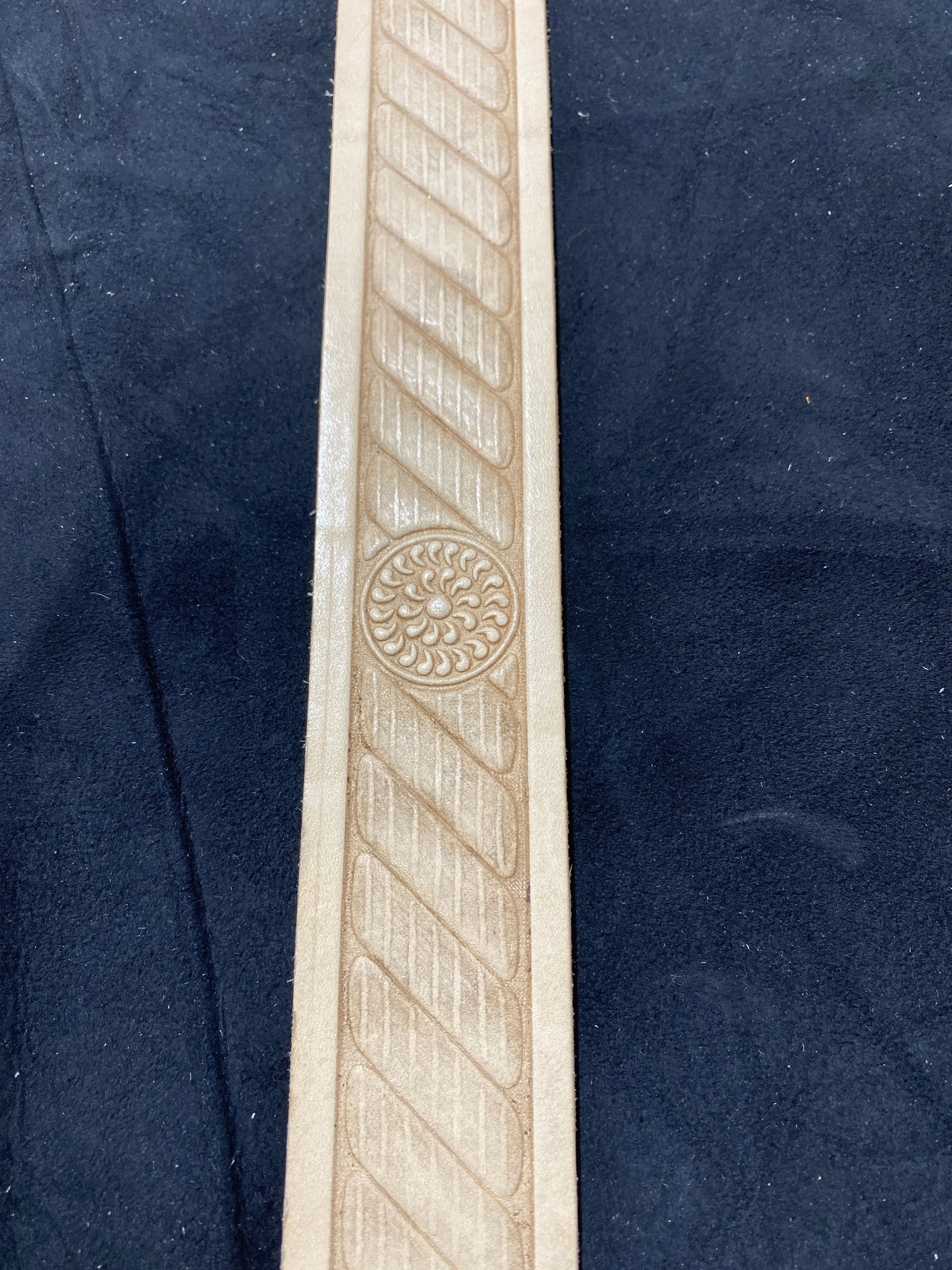 Embossed Natural Veg Leather Belt Straps